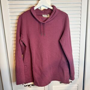 VINTAGE L.L.BEAN QUILTED SIDE BUTTON COZY MOCK NECK SWEATER SZ M